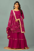 Teeya Creation Rani Color Faux Georgette Heavy Embroidery Work Fully Stitched Sharara Suit