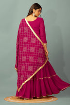 Teeya Creation Rani Color Faux Georgette Heavy Embroidery Work Fully Stitched Sharara Suit