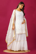 Teeya Creation White Color Faux Georgette Heavy Embroidery Work Fully Stitched Sharara Suit - Distacart