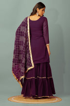 Teeya Creation Wine Color Faux Georgette Heavy Embroidery Work Fully Stitched Sharara Suit