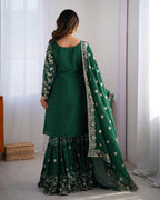 Teeya Creation Green Color Chinnon Silk Embroidery Work Fully Stitched Salwar Suit - Distacart
