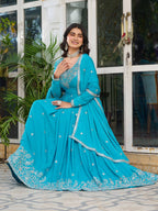 Teeya Creation Rani Color American Silk Embroidery Work Fully Stitched Gown - Distacart