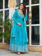 Teeya Creation Rani Color American Silk Embroidery Work Fully Stitched Gown - Distacart
