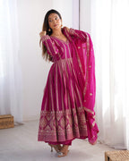Teeya Creation Rani Color Star Georgette Embroidery Work Fully Stitched Gown - Distacart