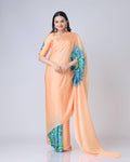 Teeya Creation Orange Color Japan Satin Silk Digital Print Ready To Wear Saree