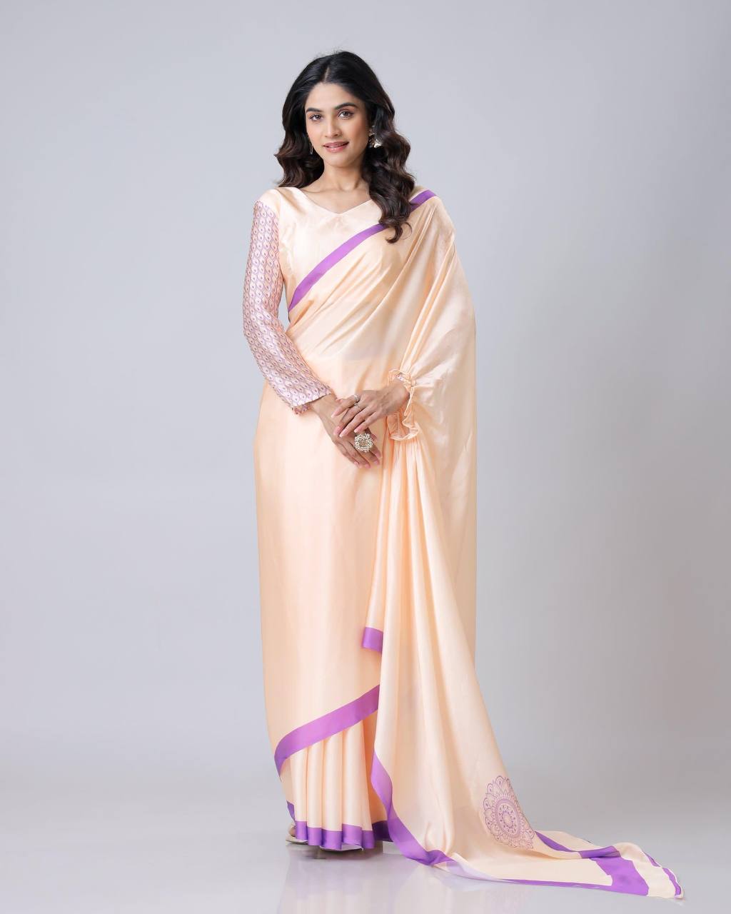 Teeya Creation each Color Japan Satin Silk Digital Print Ready To Wear Saree