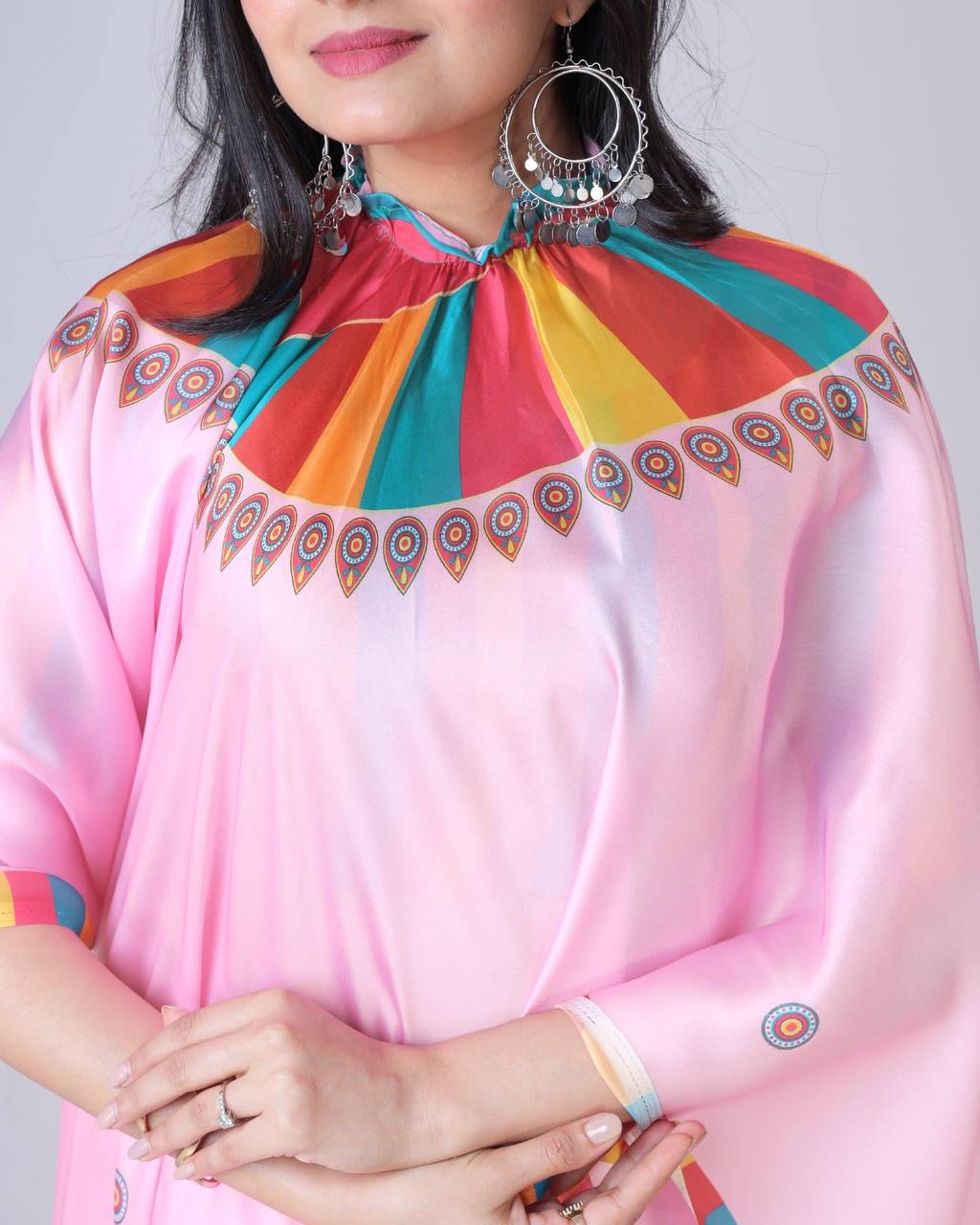 Teeya Creation Pink Color Japan Satin Silk Digital Print Ready To Wear Saree