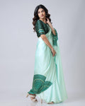 Teeya Creation Pista Color Japan Satin Silk Digital Print Ready To Wear Saree