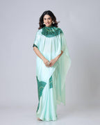 Teeya Creation Pista Color Japan Satin Silk Digital Print Ready To Wear Saree