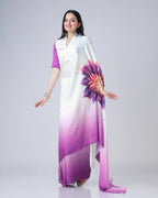 Teeya Creation Purple Color Japan Satin Silk Digital Print Ready To Wear Saree
