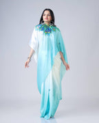 Teeya Creation Sky Color Japan Satin Silk Digital Print Ready To Wear Saree