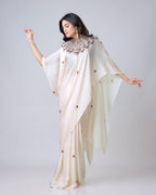 Teeya Creation White Color Japan Satin Silk Digital Print Ready To Wear Saree
