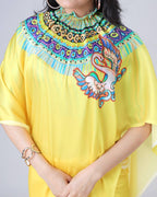 Teeya Creation Yellow Color Japan Satin Silk Digital Print Ready To Wear Saree