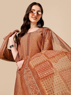 Floral Printed Kurta With Pant And Dupatta Set, Multicolor - Hiral Fashion - Distacart
