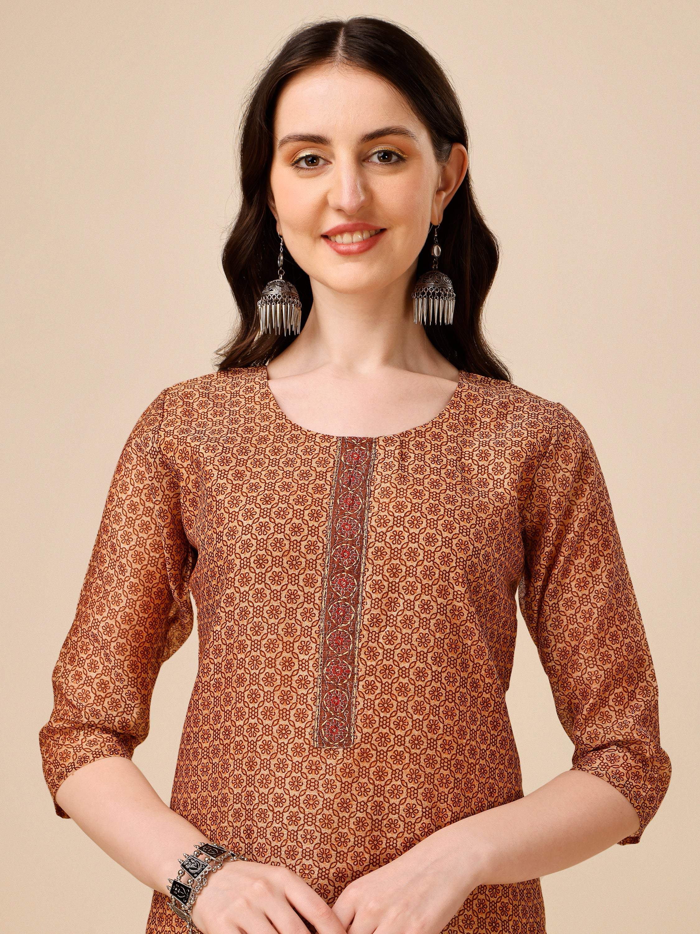 Floral Printed Kurta With Pant And Dupatta Set, Multicolor - Hiral Fashion - Distacart