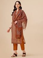 Floral Printed Kurta With Pant And Dupatta Set, Multicolor - Hiral Fashion - Distacart