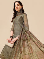 Printed Kurta With Pant And Dupatta Set, Multicolor - Hiral Fashion - Distacart