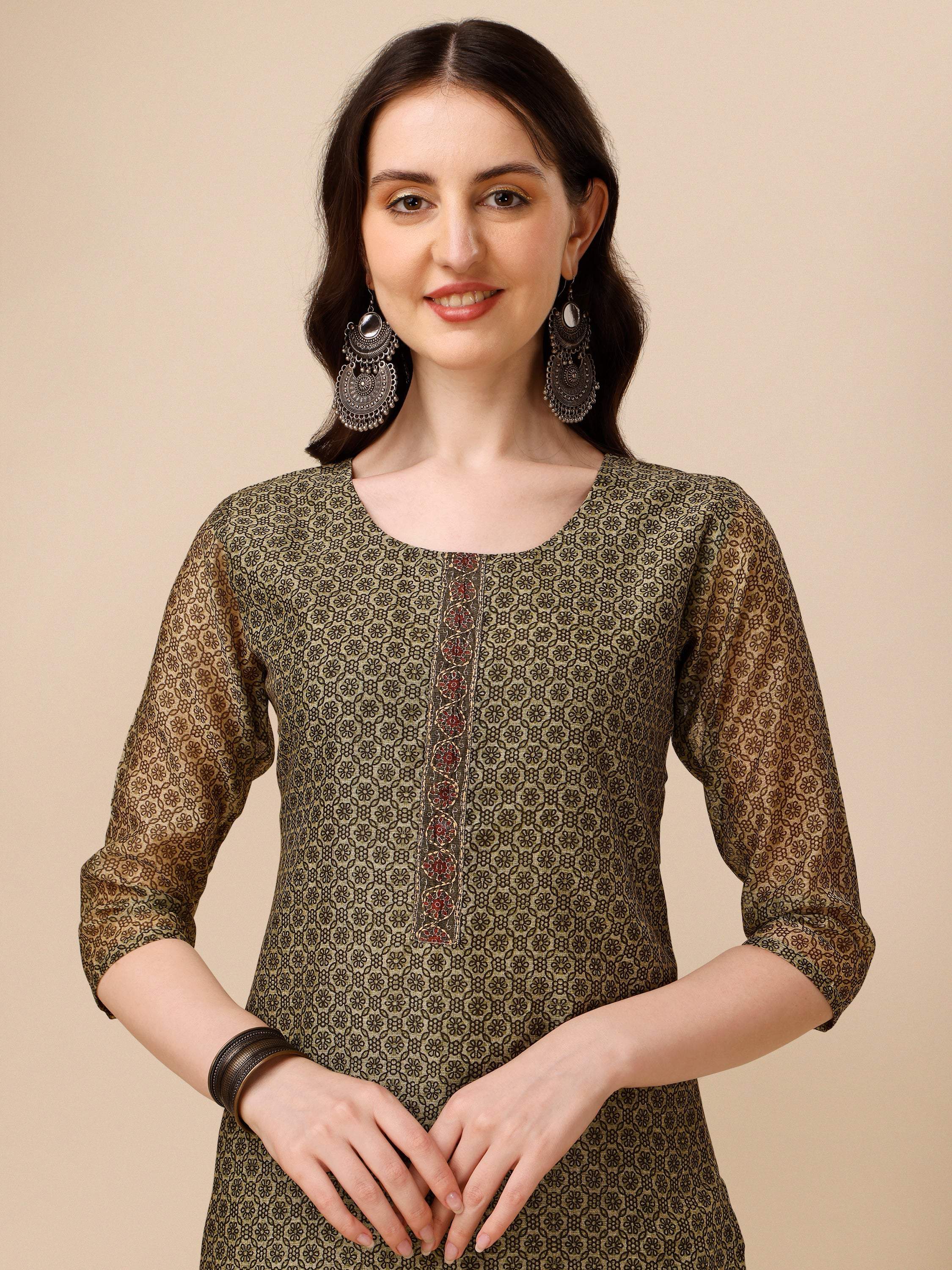 Printed Kurta With Pant And Dupatta Set, Multicolor - Hiral Fashion - Distacart