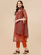 Printed Kurta With Pant And Dupatta Set, Multicolor - Hiral Fashion - Distacart