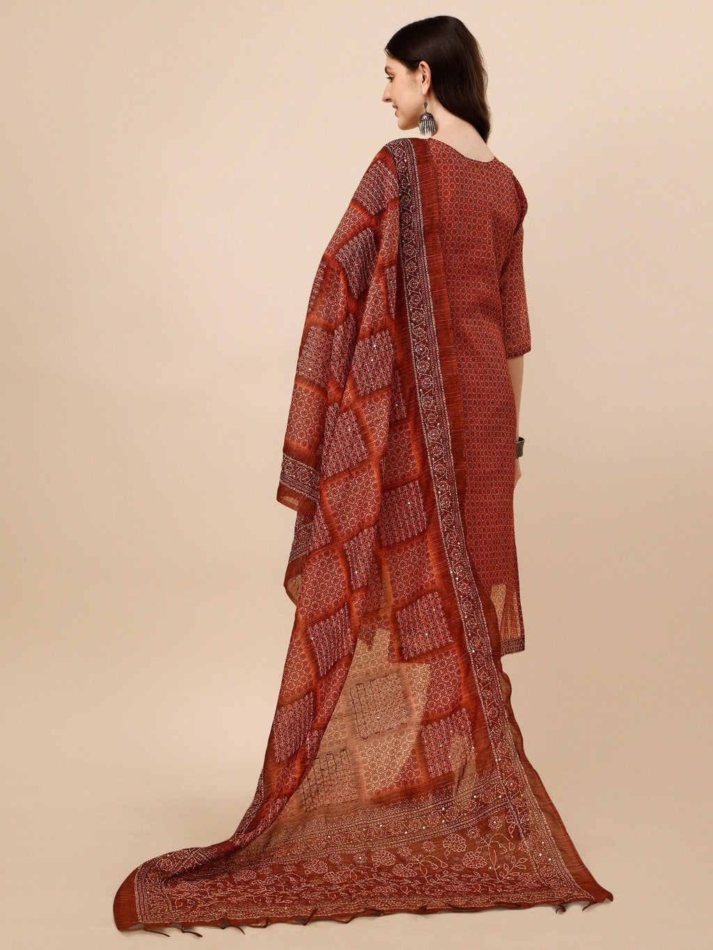 Printed Kurta With Pant And Dupatta Set, Multicolor - Hiral Fashion - Distacart