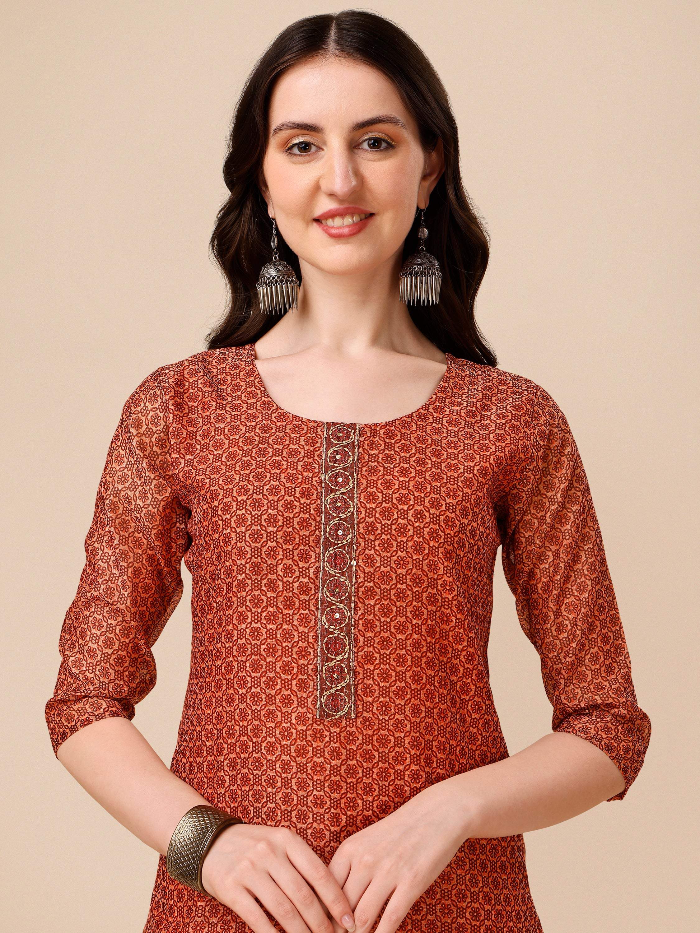 Printed Kurta With Pant And Dupatta Set, Multicolor - Hiral Fashion - Distacart