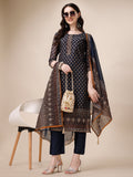 Printed Kurta With Pant And Dupatta Set, Multicolor - Hiral Fashion - Distacart