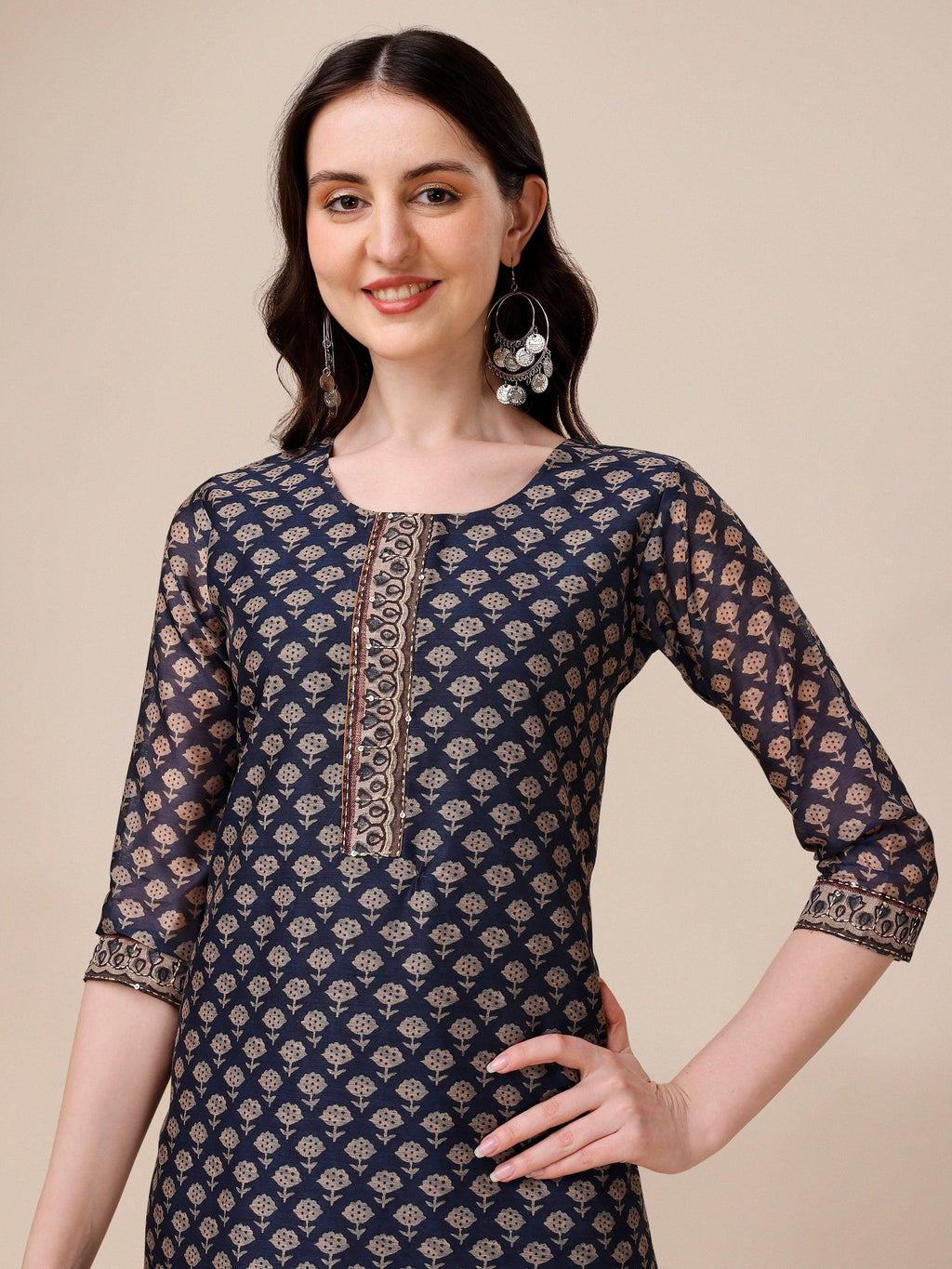 Printed Kurta With Pant And Dupatta Set, Multicolor - Hiral Fashion - Distacart