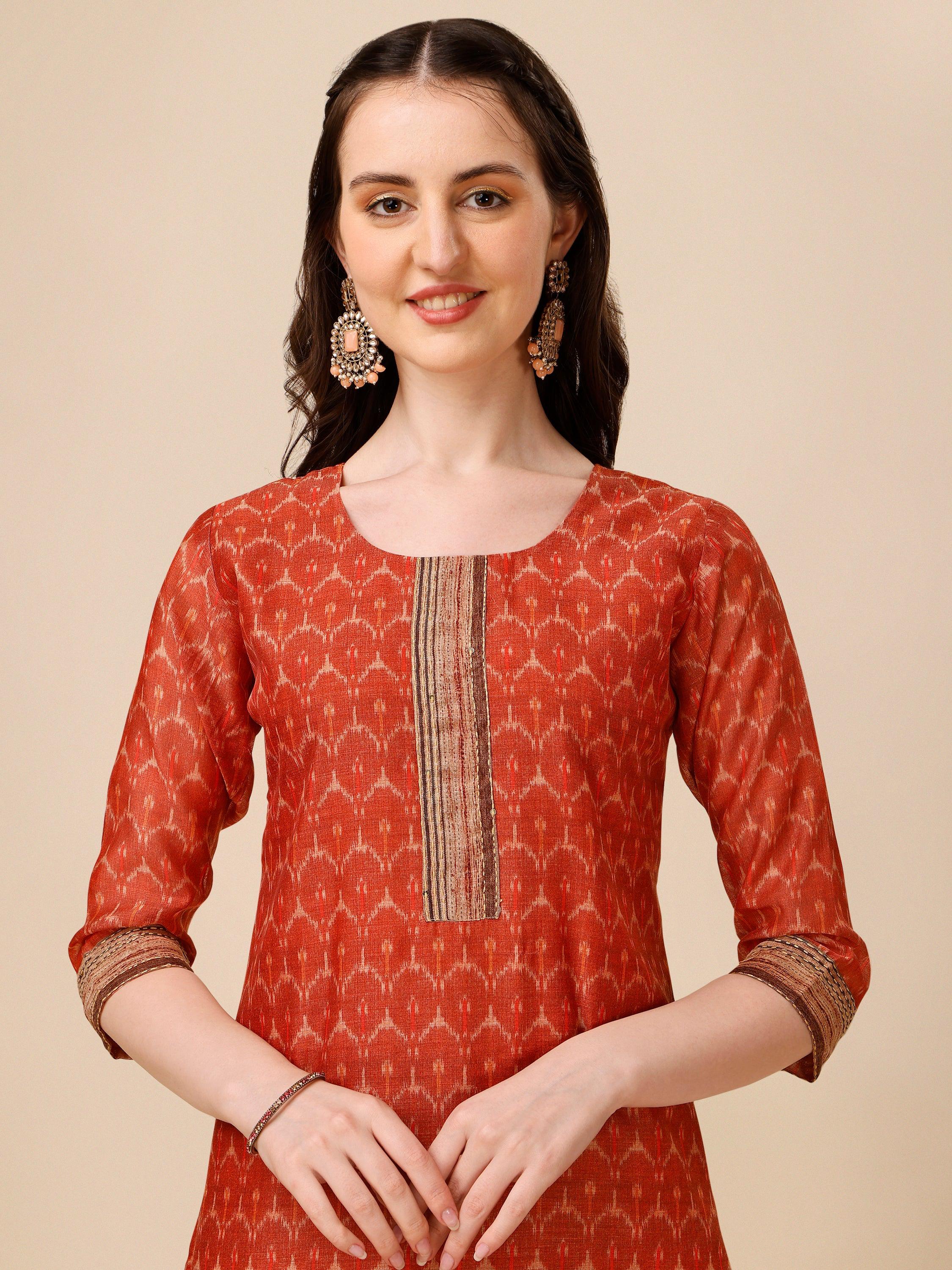 Floral Printed Kurta With Pant And Dupatta Set, Multicolor - Hiral Fashion - Distacart
