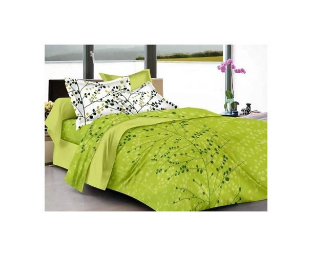 Vamika Printed Cotton Mehandi Color Bedsheet With Pillow Covers (LEOC_1_M)