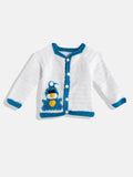 Chutput Kids Woollen Hand Knitted Full Sleeves Cardigan For Baby Boys - White