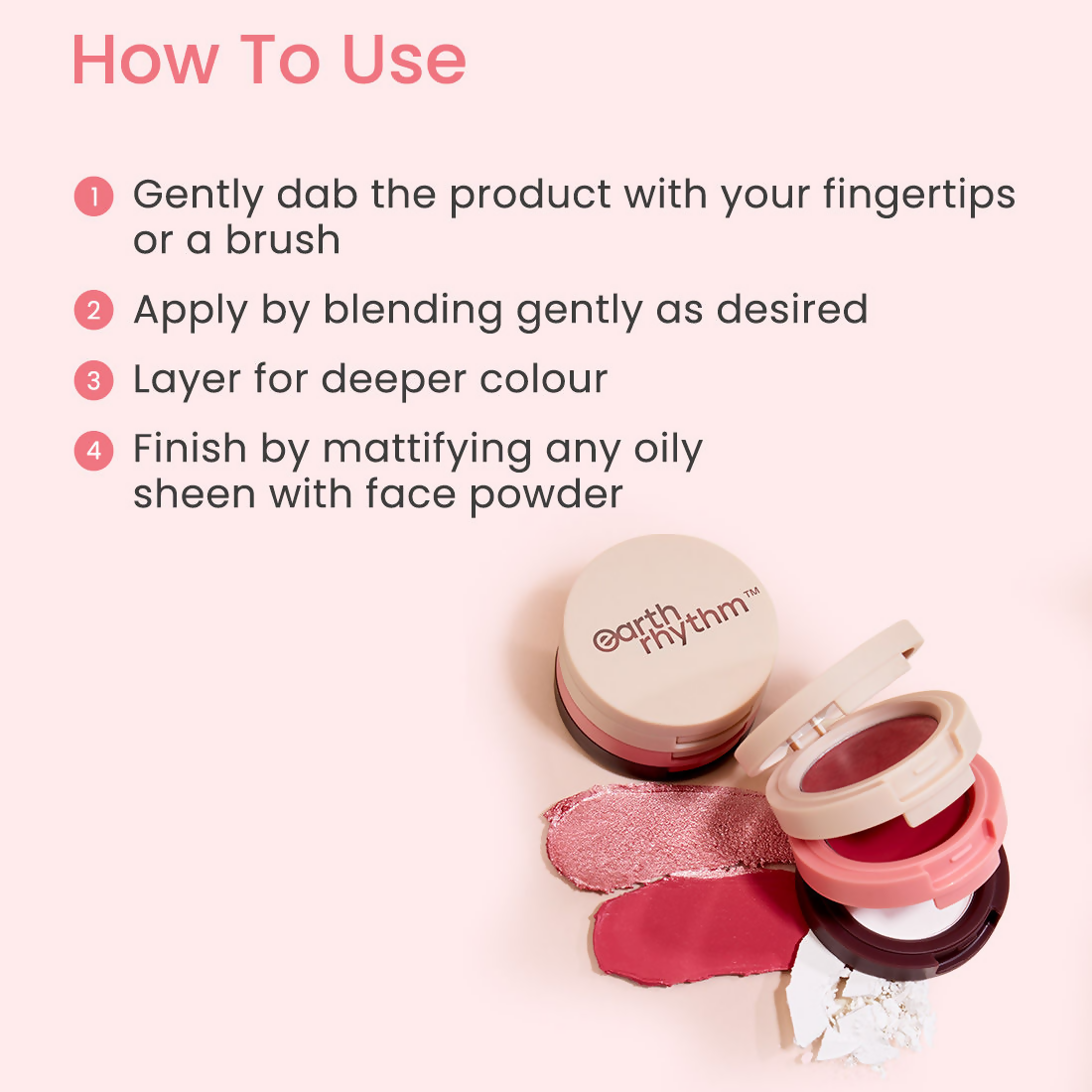 Earth Rhythm Dab Set 3-In-1 Face Palette - Rose