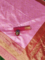 DEIANA'S Beautiful Designer Golden zari Soft Lichi Silk Saree - Pink