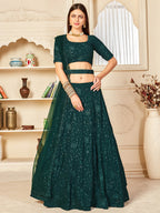 Myra Green Georgette Embroidered Lehenga