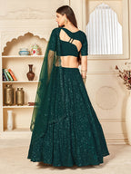 Myra Green Georgette Embroidered Lehenga