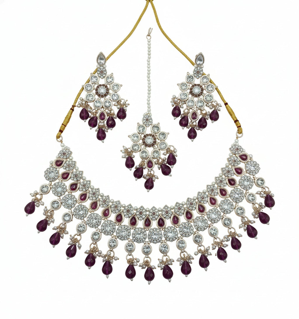 Jewel City Royal Stone Bridal Necklace Set for Women | Traditional Gold-Plated Ethnic Indian Jewelry