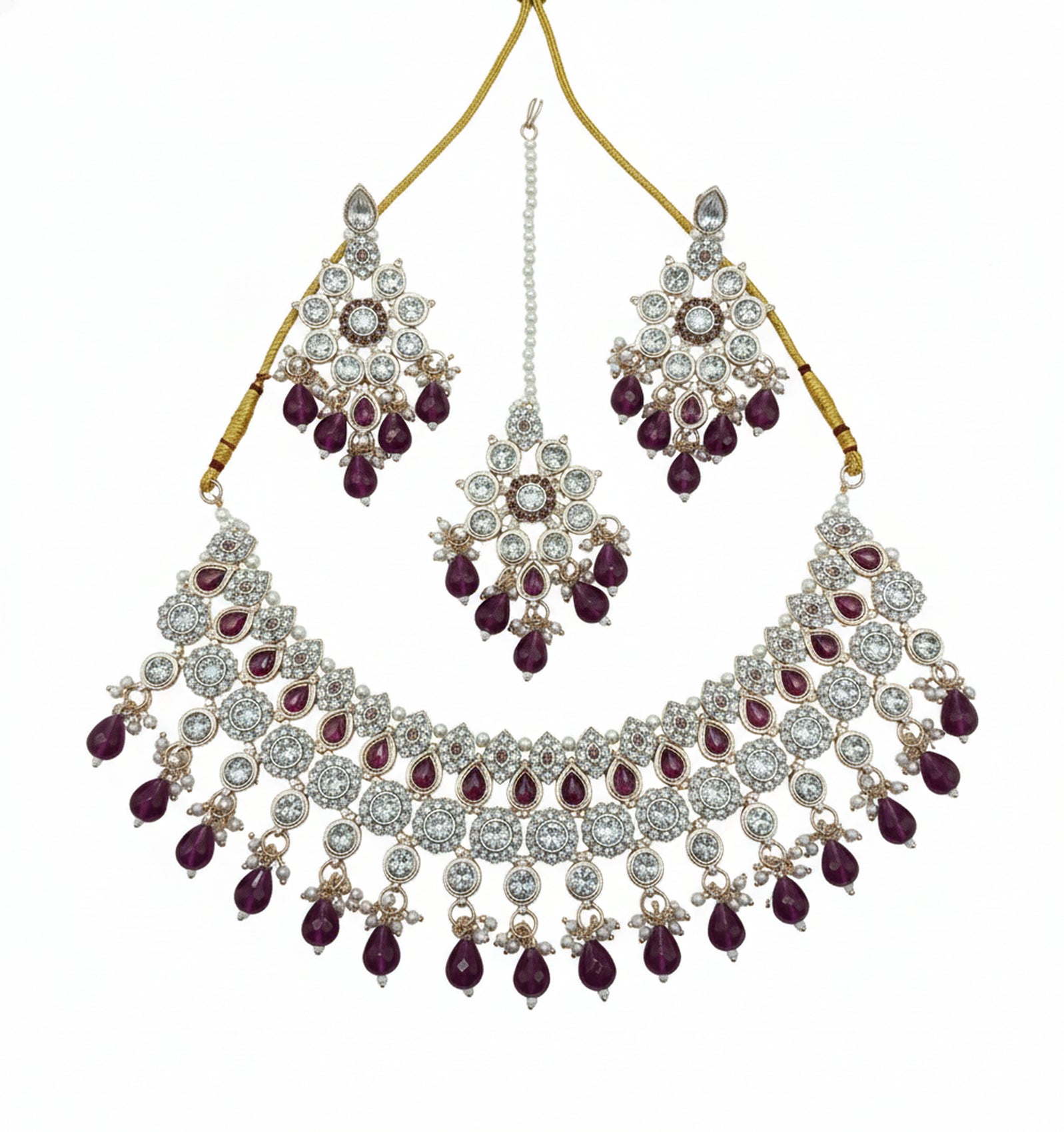 Jewel City Royal Stone Bridal Necklace Set for Women | Traditional Gold-Plated Ethnic Indian Jewelry