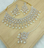Jewel City White Stone Bridal Necklace Set for Women | Traditional Gold-Plated Ethnic Indian Jewelry