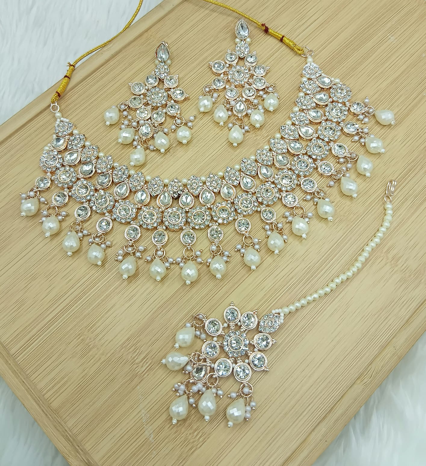 Jewel City White Stone Bridal Necklace Set for Women | Traditional Gold-Plated Ethnic Indian Jewelry