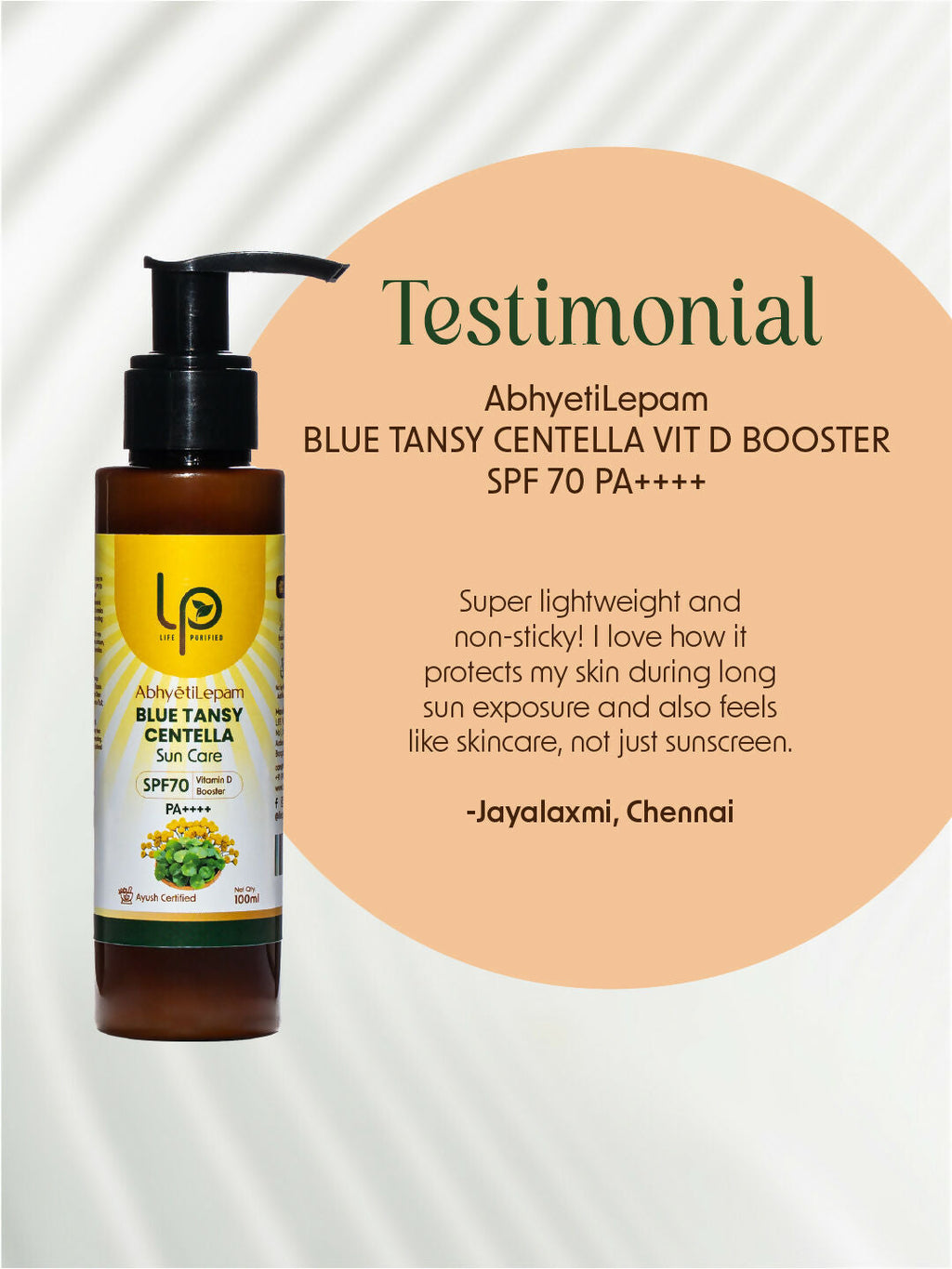 Life Purified Abhyetilepam Blue Tansy Centella Vit D Booster SPF 70 Pa++++