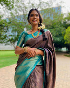 Vamika Weaving Banarasi Jacquard Purple Kanjivaram Saree - Distacart