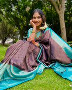 Vamika Weaving Banarasi Jacquard Purple Kanjivaram Saree - Distacart