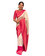 Vamika Weaving Banarasi Jacquard white Kanjivaram Saree