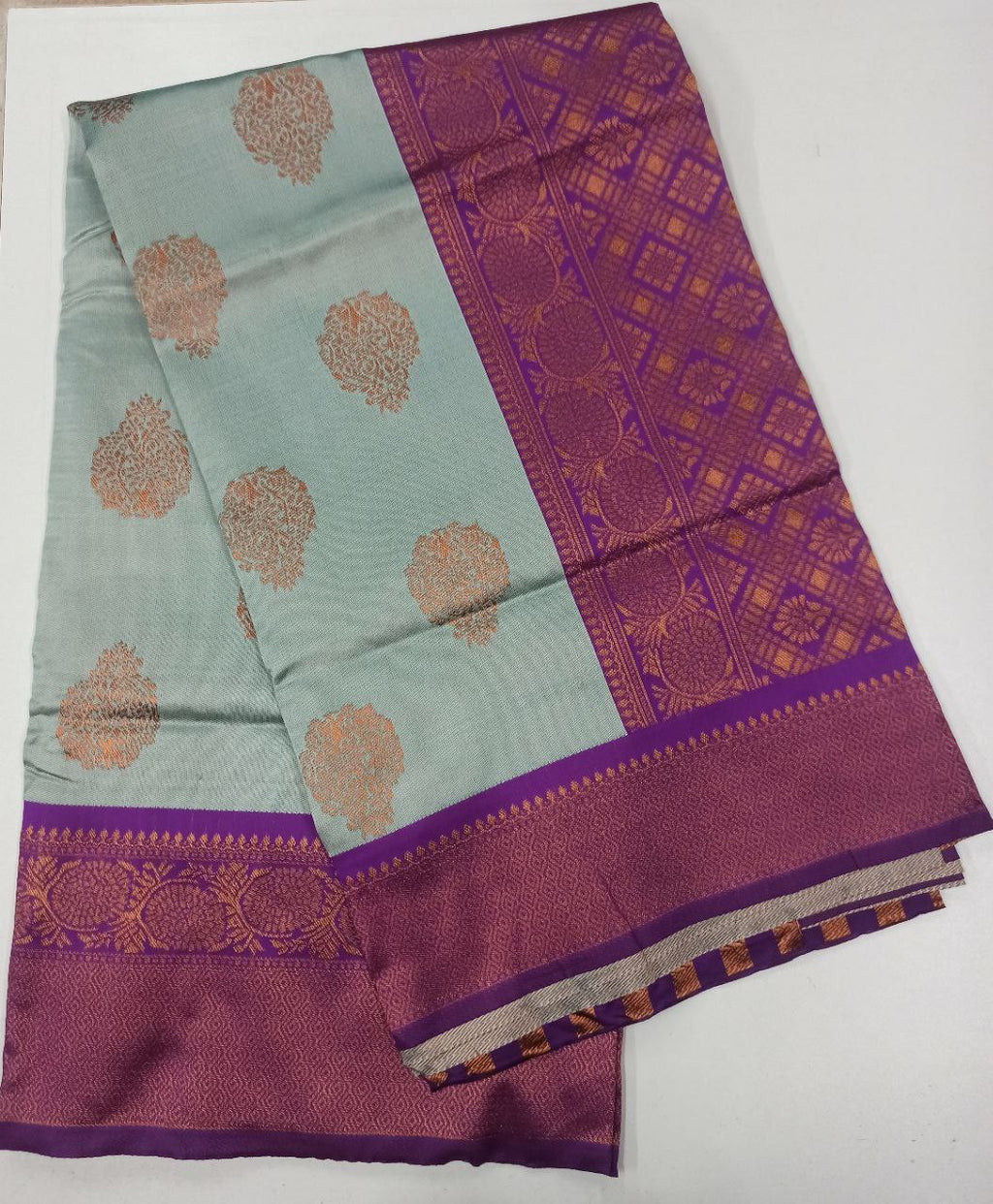 Vamika Weaving Banarasi Jacquard sky blue Kanjivaram Saree - Distacart