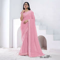 Light Pink Crepe Shimmer Silk Diamond With Hand Work Saree With Unstitched Blouse - Norita Swaraa