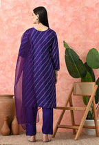 Joban Fashion Purple Premium Pure Viscose Print Dola With Handwork Kurta Set