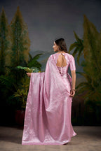 Vastranavya Baby Pink Kanjivaram Zari Weaving Work Saree with Unstitched Blouse