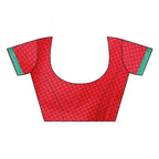 Vamika Red Mirror Work With Jhalar Khadi Silk Blouses