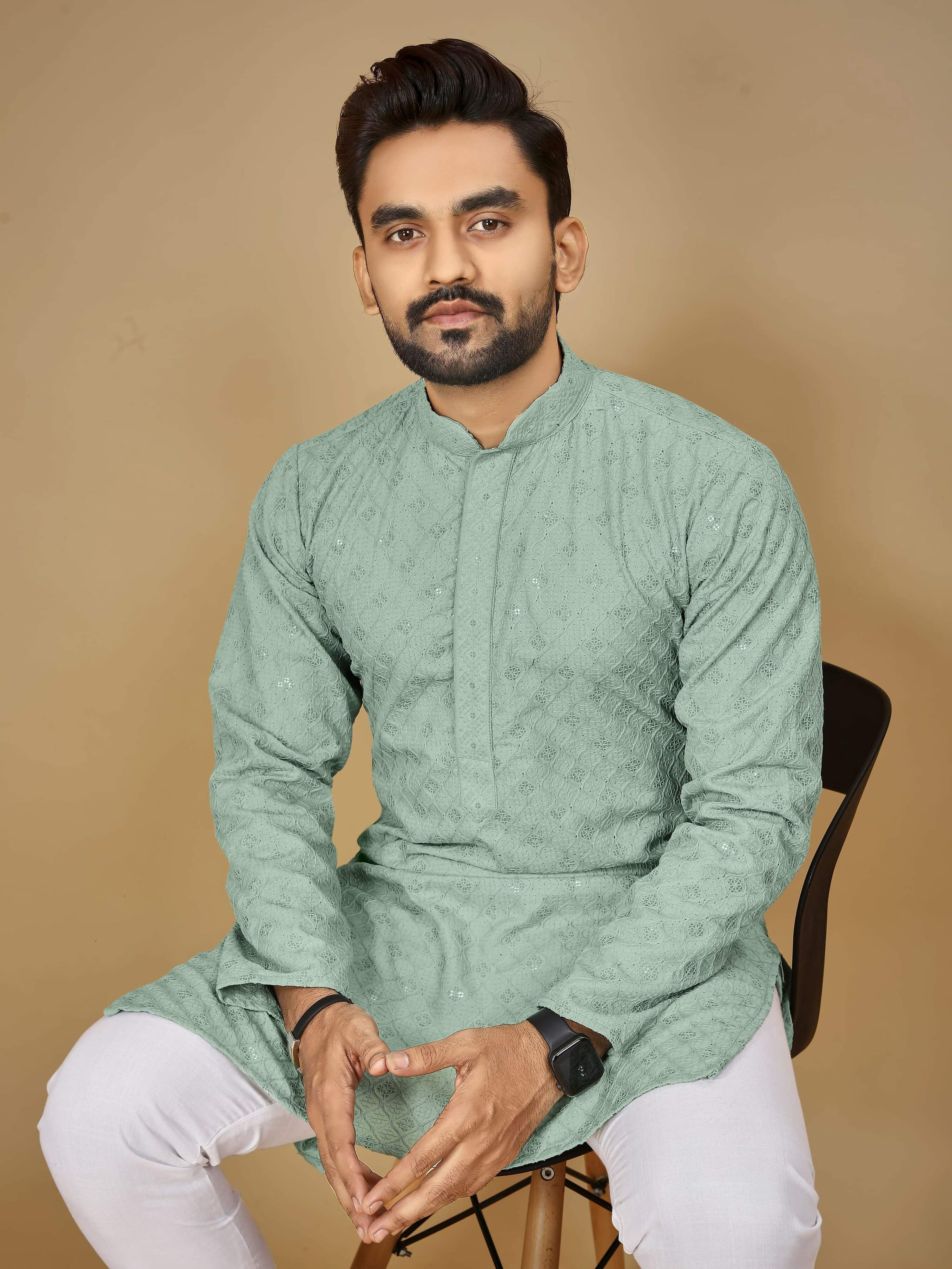 Anaita Sea_Green Embroidered Rayon Straight Kurta - Distacart