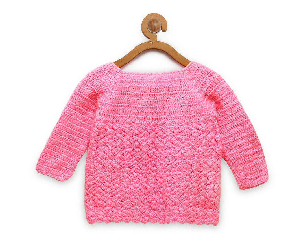 Chutput Kids Pink Coloured Solid Design Pullover Sweater