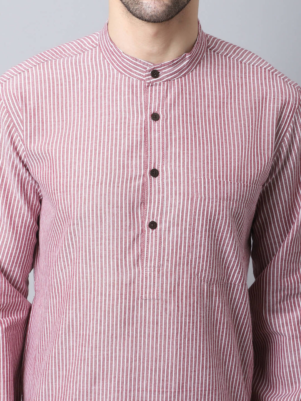 Even Apparels Red Pure Cotton Men's Kurta With Band Collar - Distacart